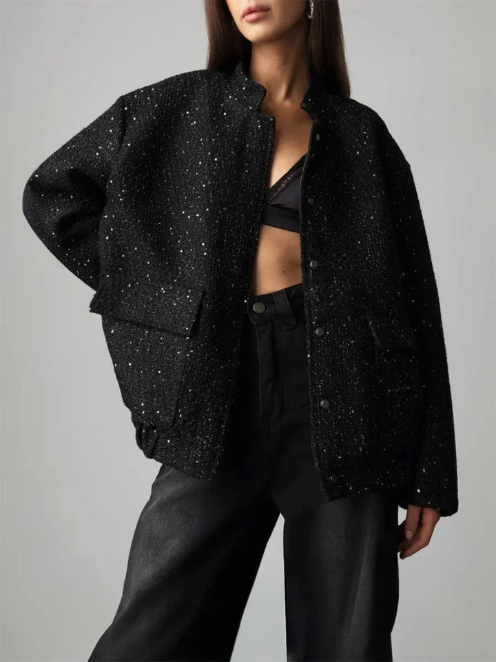 Chic Women's Sequin Jacket with Elegant Cut