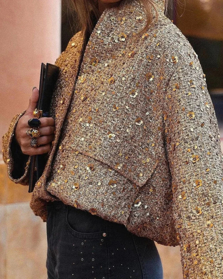 Chic Women's Sequin Jacket with Elegant Cut