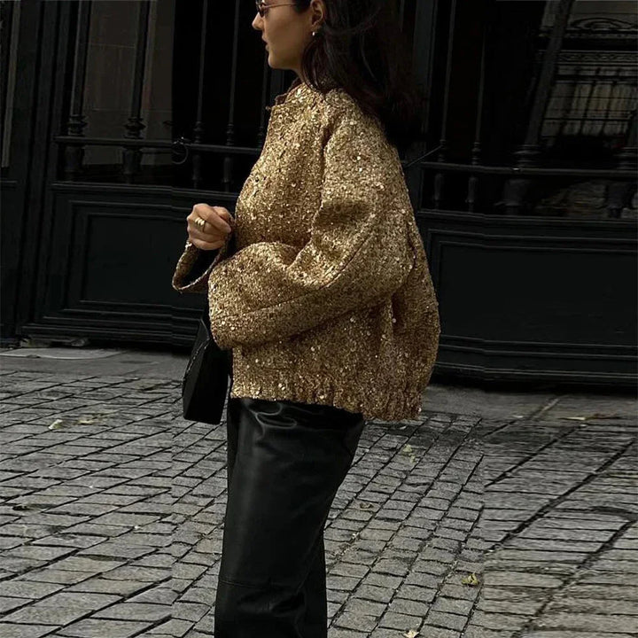 Chic Women's Sequin Jacket with Elegant Cut