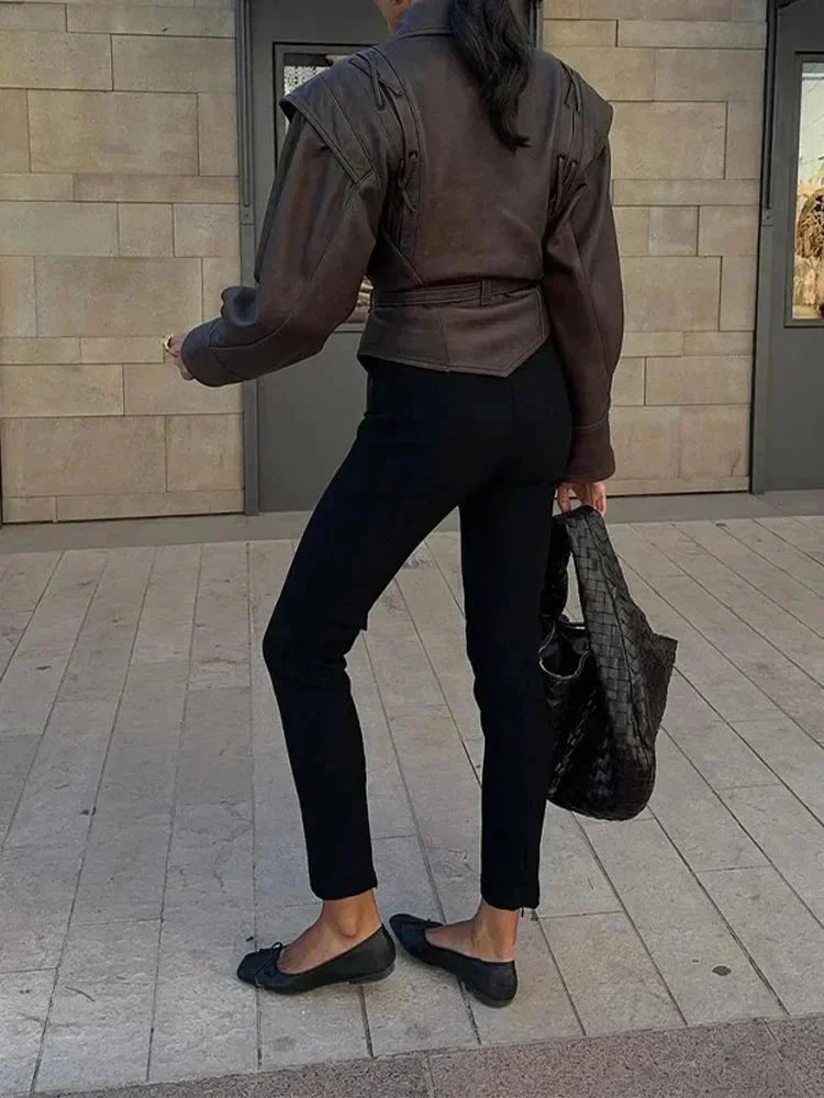 Dark Brown Belted Women's Jacket