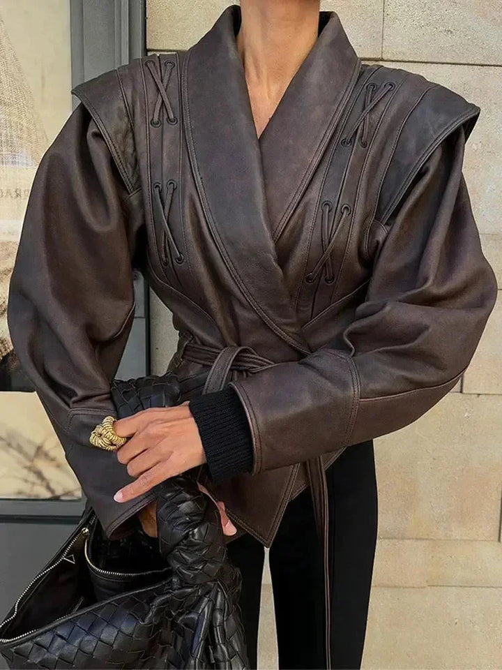 Dark Brown Belted Women's Jacket