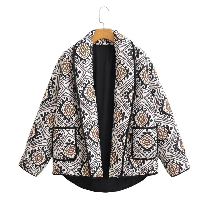 Colorful Quilted Women's Jacket with Wide Sleeves