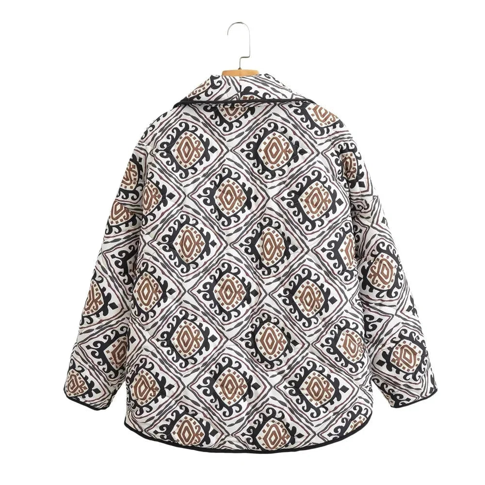 Colorful Quilted Women's Jacket with Wide Sleeves