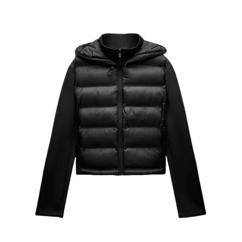 Lightweight Black Women's Jacket with Hood and Zip