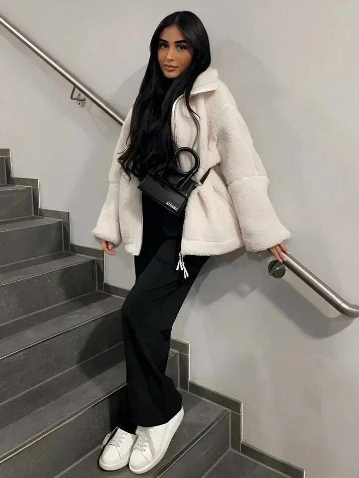 Women's Comfortable Teddy Style Jacket with Loose Fit