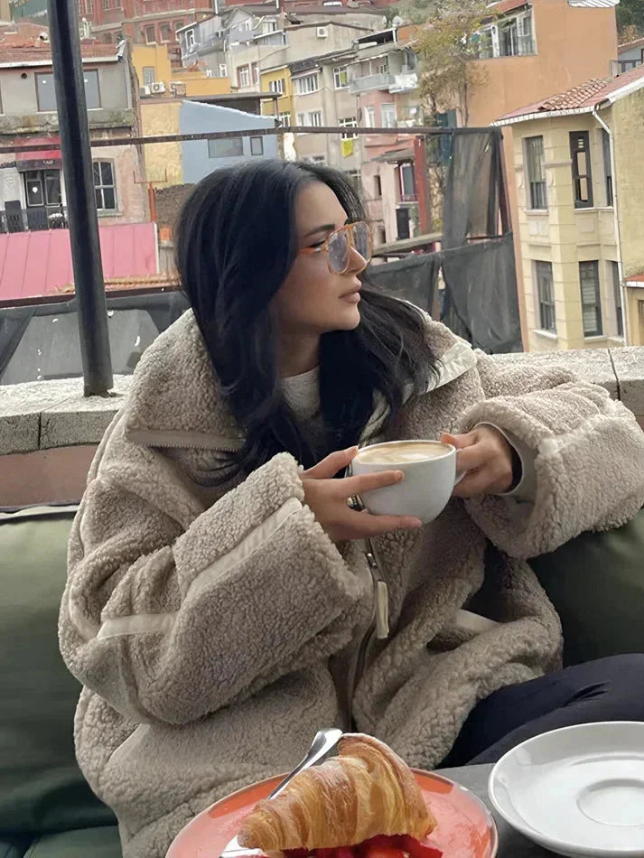 Women's Comfortable Teddy Style Jacket with Loose Fit