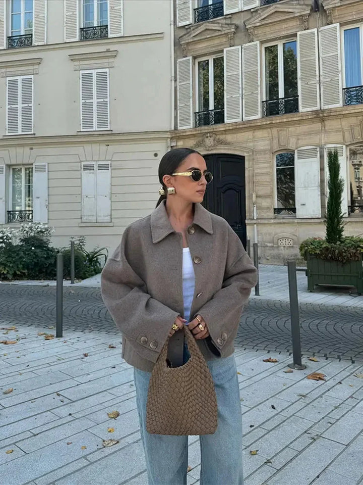 Modern Women's Oversized Jacket with Buttons