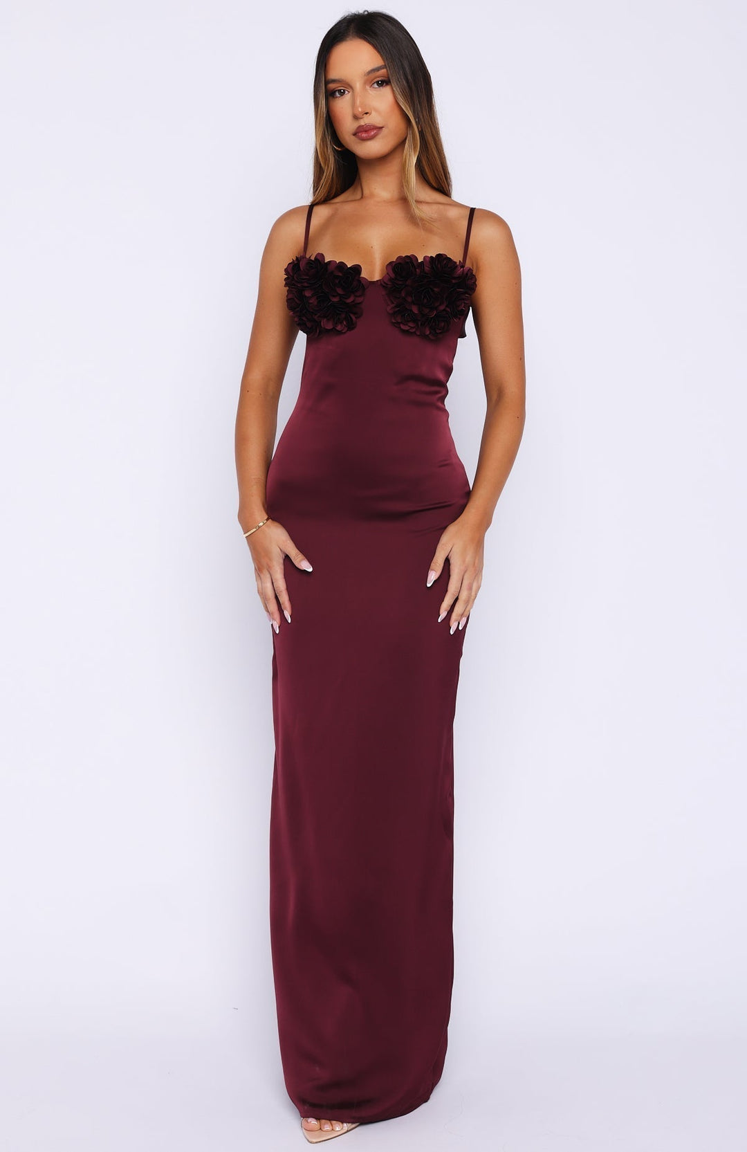 Burgundy Petal Maxi Dress