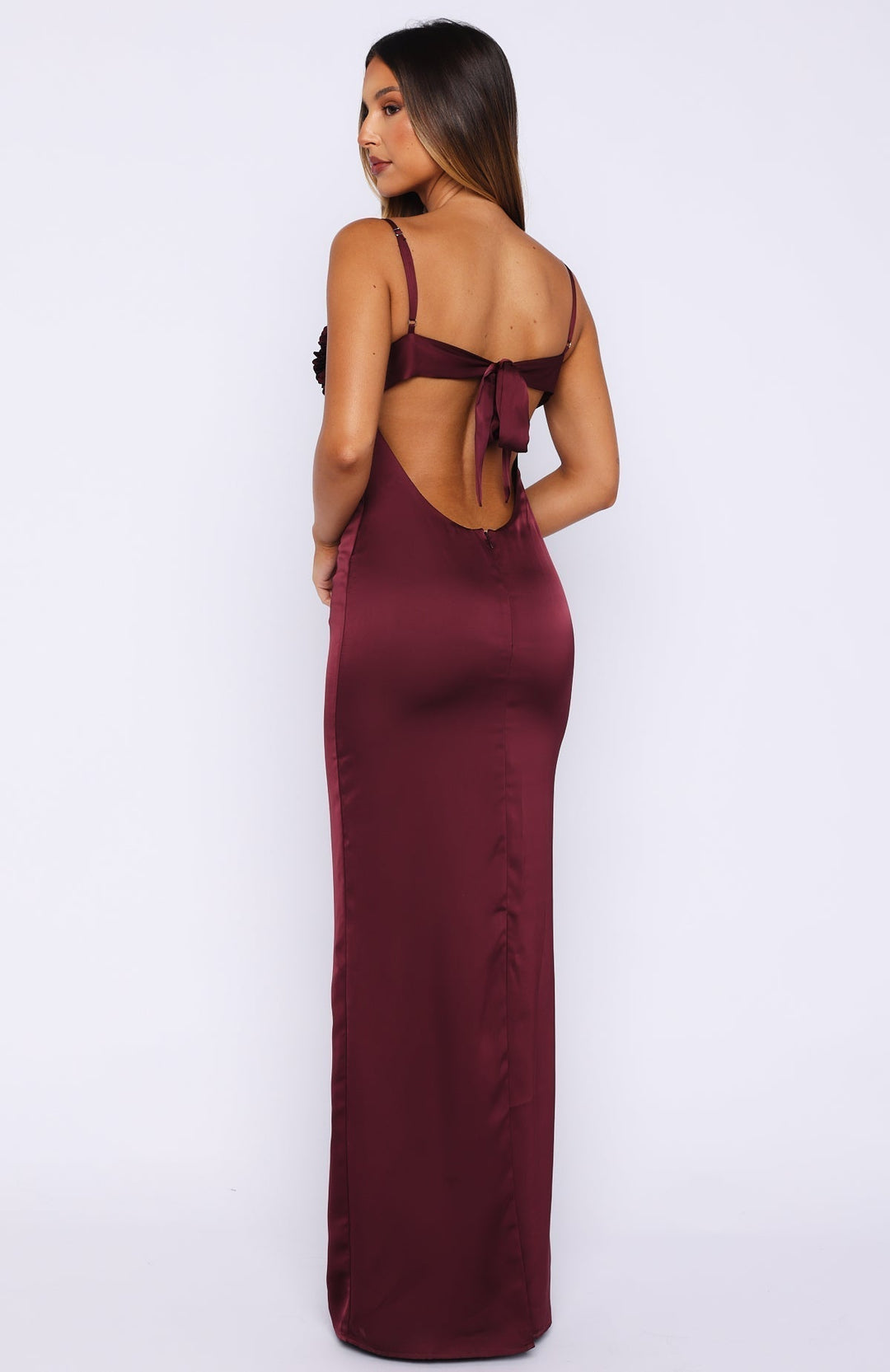 Burgundy Petal Maxi Dress