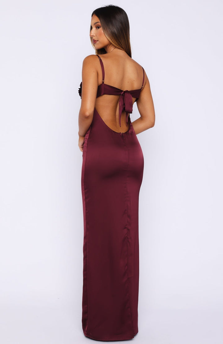 Burgundy Petal Maxi Dress