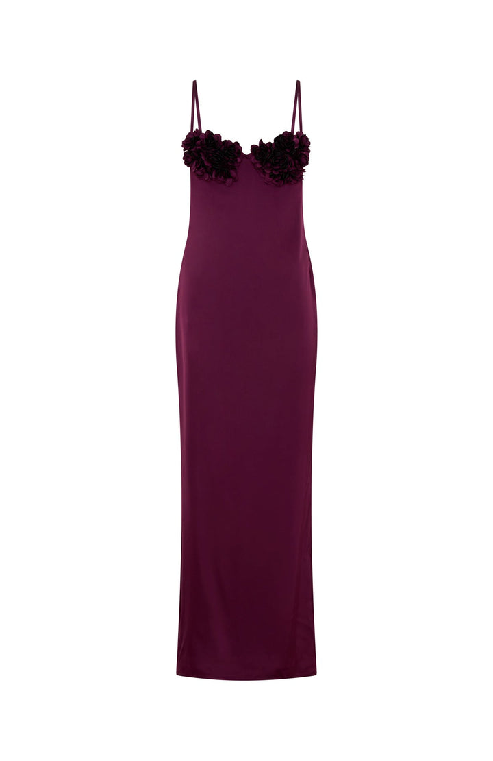 Burgundy Petal Maxi Dress