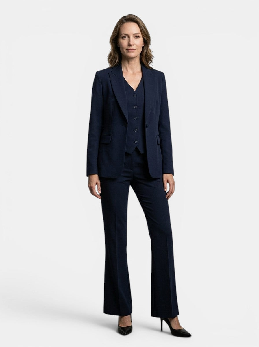 Women's Structured Three-Piece Suit | Tailored Blazer, Waistcoat & Flared Trouser Set