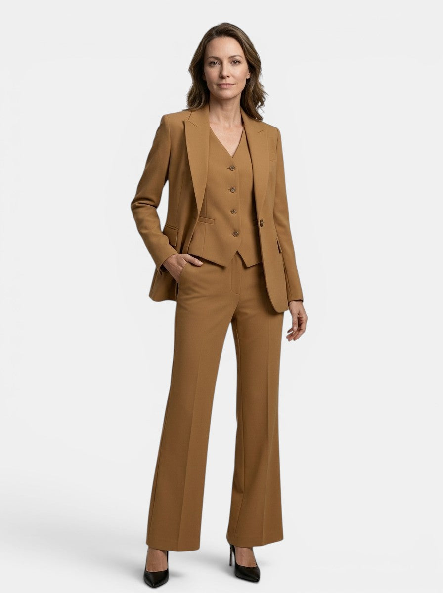 Women's Structured Three-Piece Suit | Tailored Blazer, Waistcoat & Flared Trouser Set