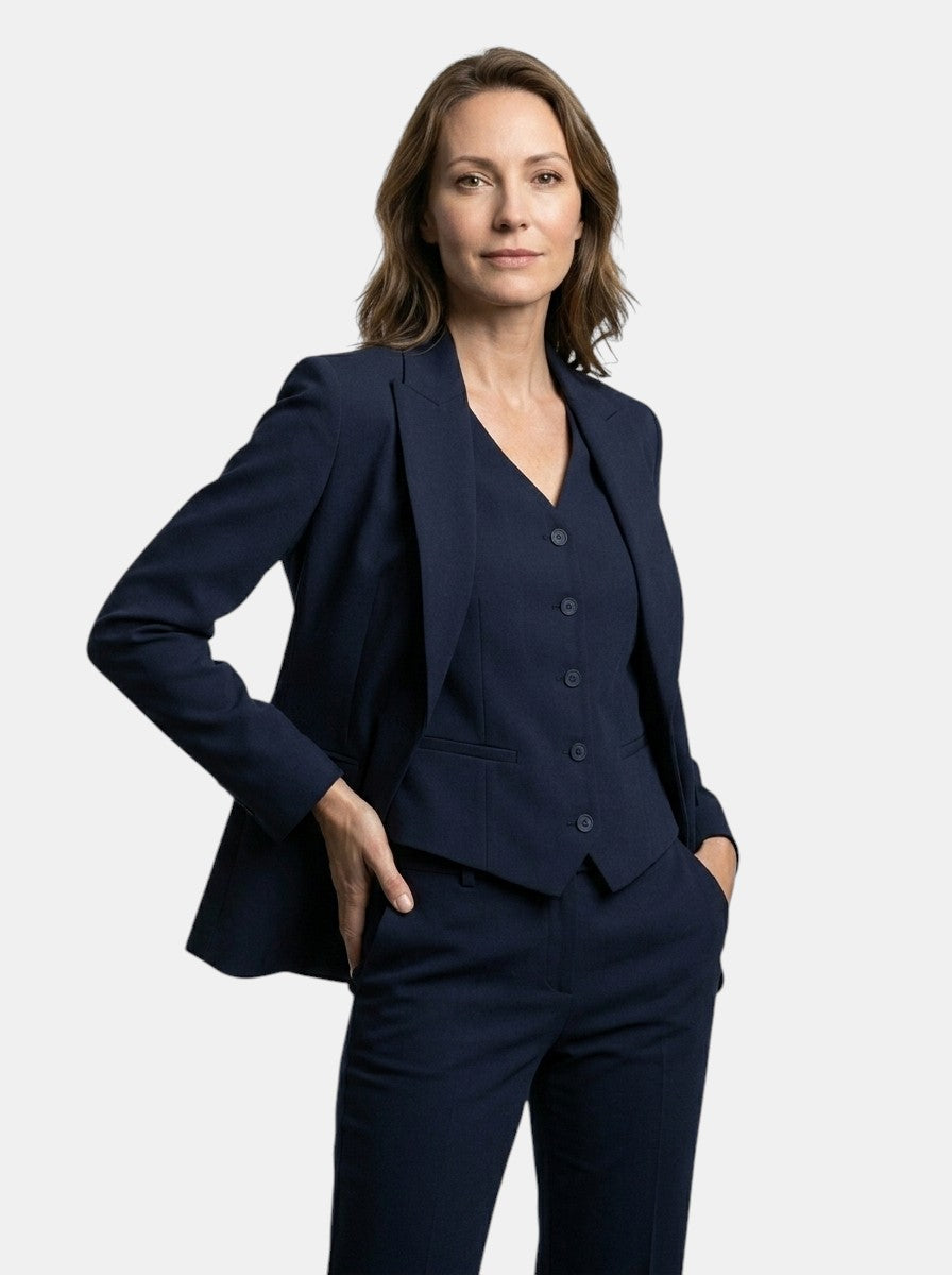 Women's Structured Three-Piece Suit | Tailored Blazer, Waistcoat & Flared Trouser Set