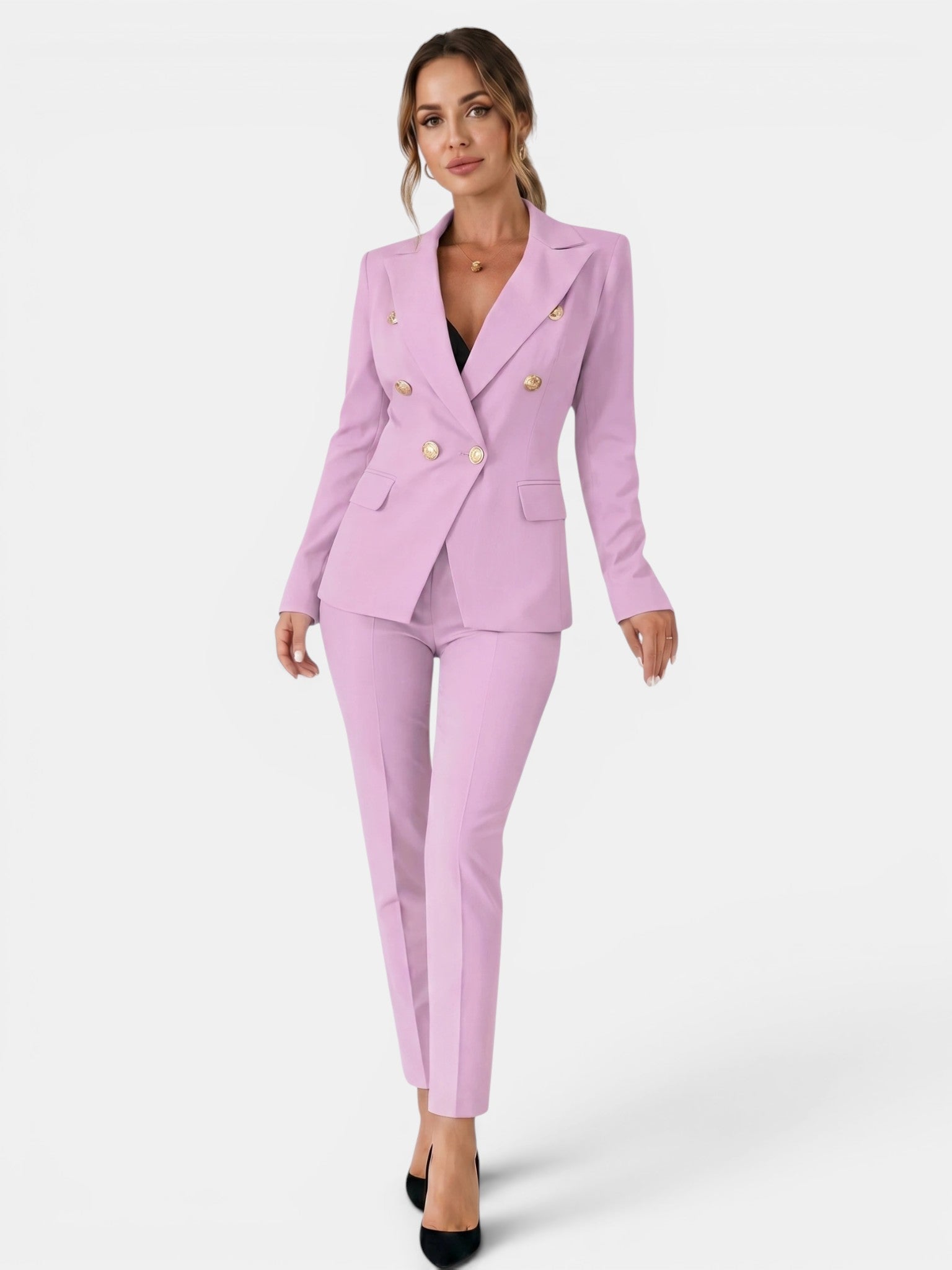 Women's Tailored Suit Set | Double-Breasted Blazer & Slim-Fit Trouser Co-Ord