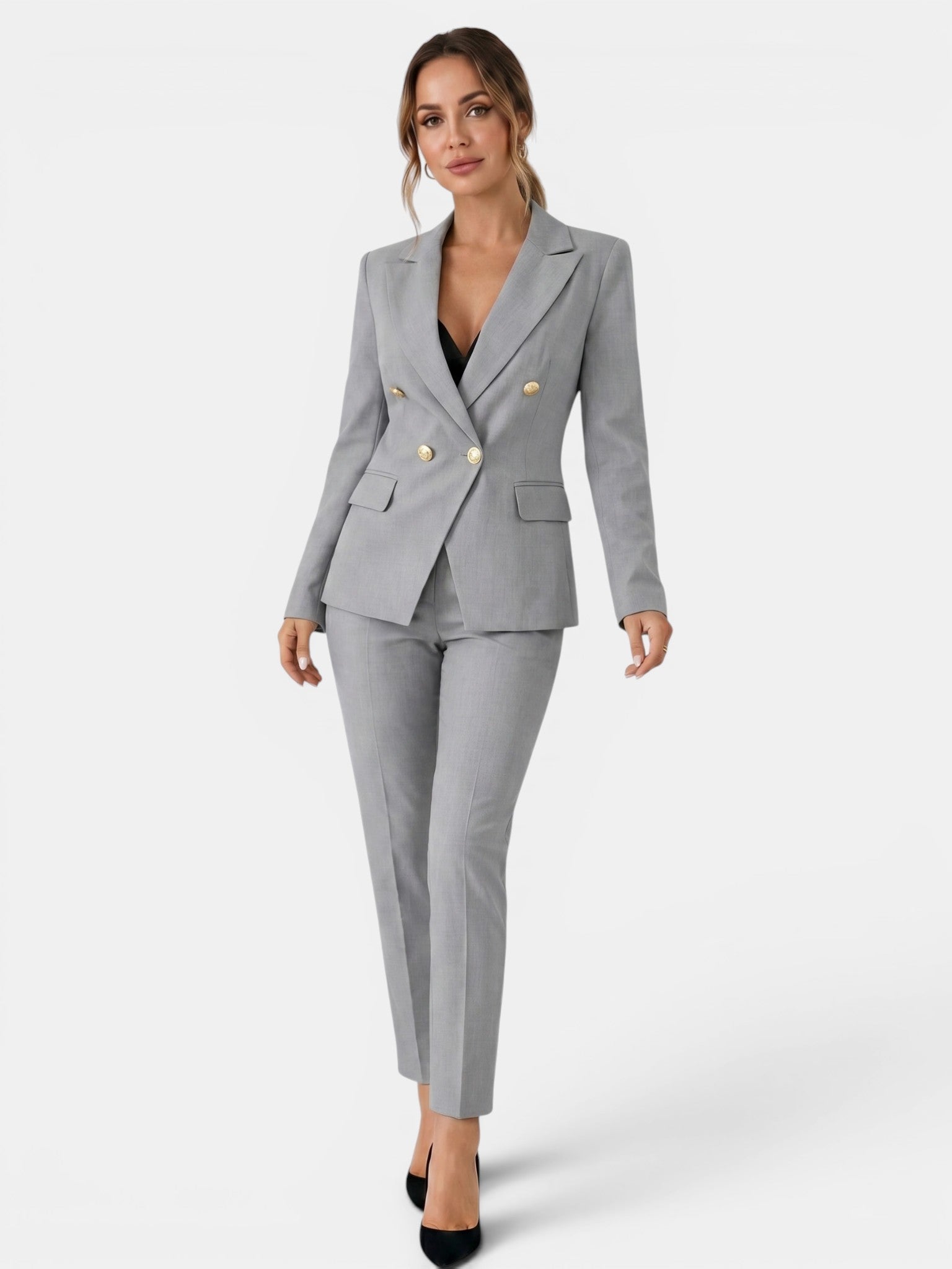 Women's Tailored Suit Set | Double-Breasted Blazer & Slim-Fit Trouser Co-Ord