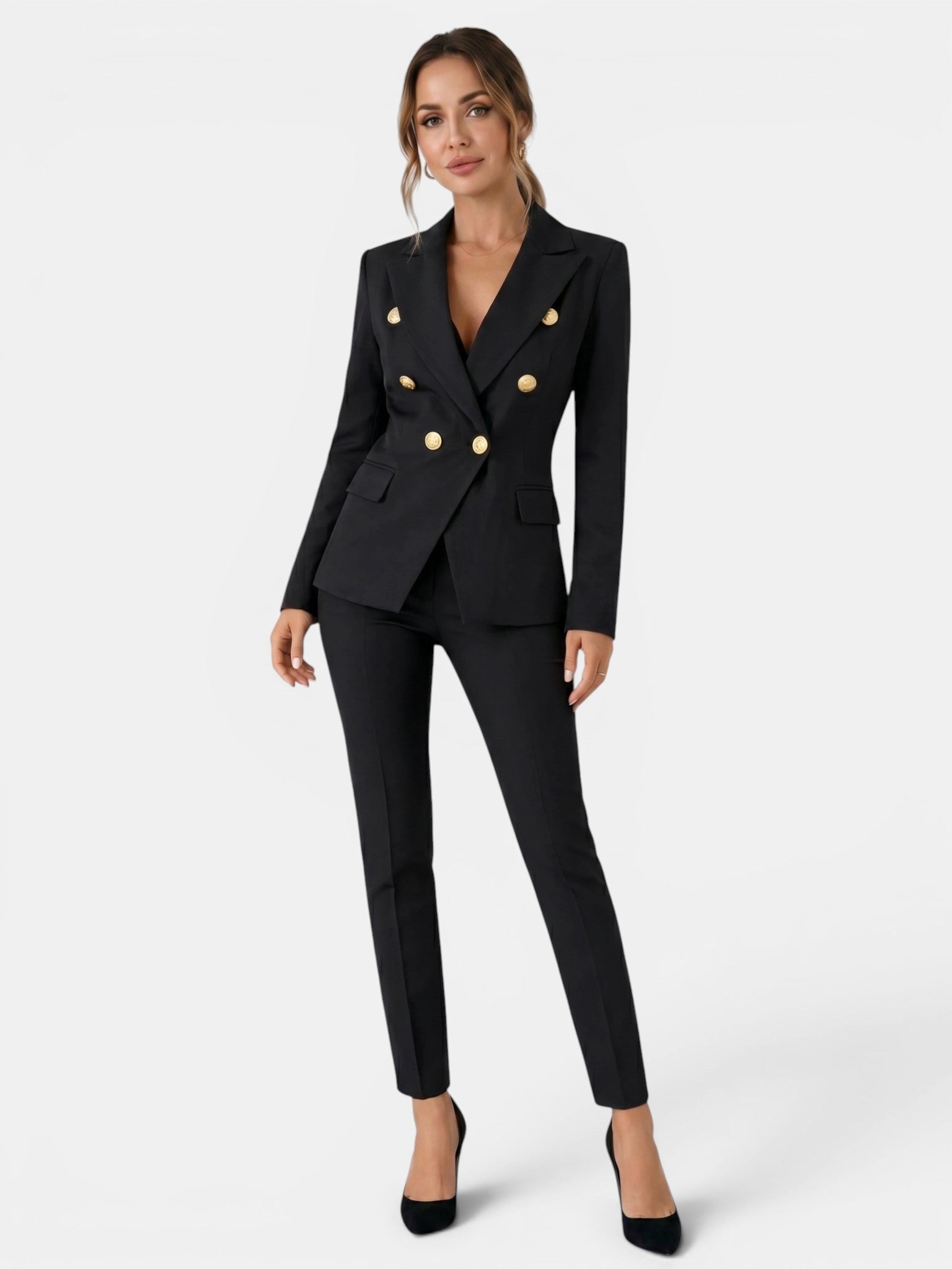 Women's Tailored Suit Set | Double-Breasted Blazer & Slim-Fit Trouser Co-Ord