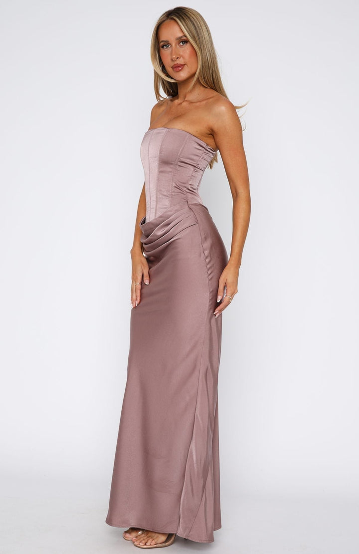 Mocha Velvet Glow Maxi Dress